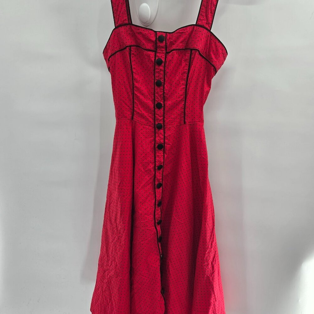 Hell Bunny Red Midi Dress with Black Piping